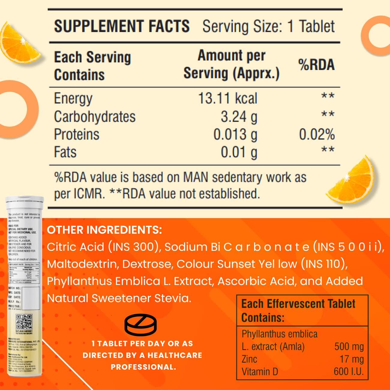 ROYAL SWAG ROYAL SWAG Vitamin C 20 Effervescent Tablets - Immune System Support - Fast Dissolving Tablets for Easy Absorption - Natural Orange Flavor