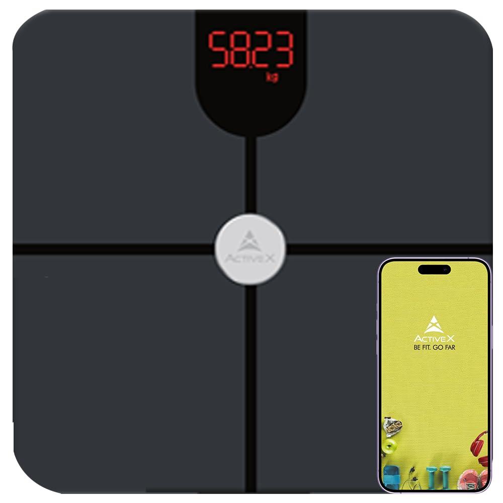 ACTIVEX ActiveX (Australia) Ivy+ Bluetooth BMI Digital Body Weight Scale | Super Bright LED | Free ActiveX App | Batteries included | Not A Body Fat Scale |Black