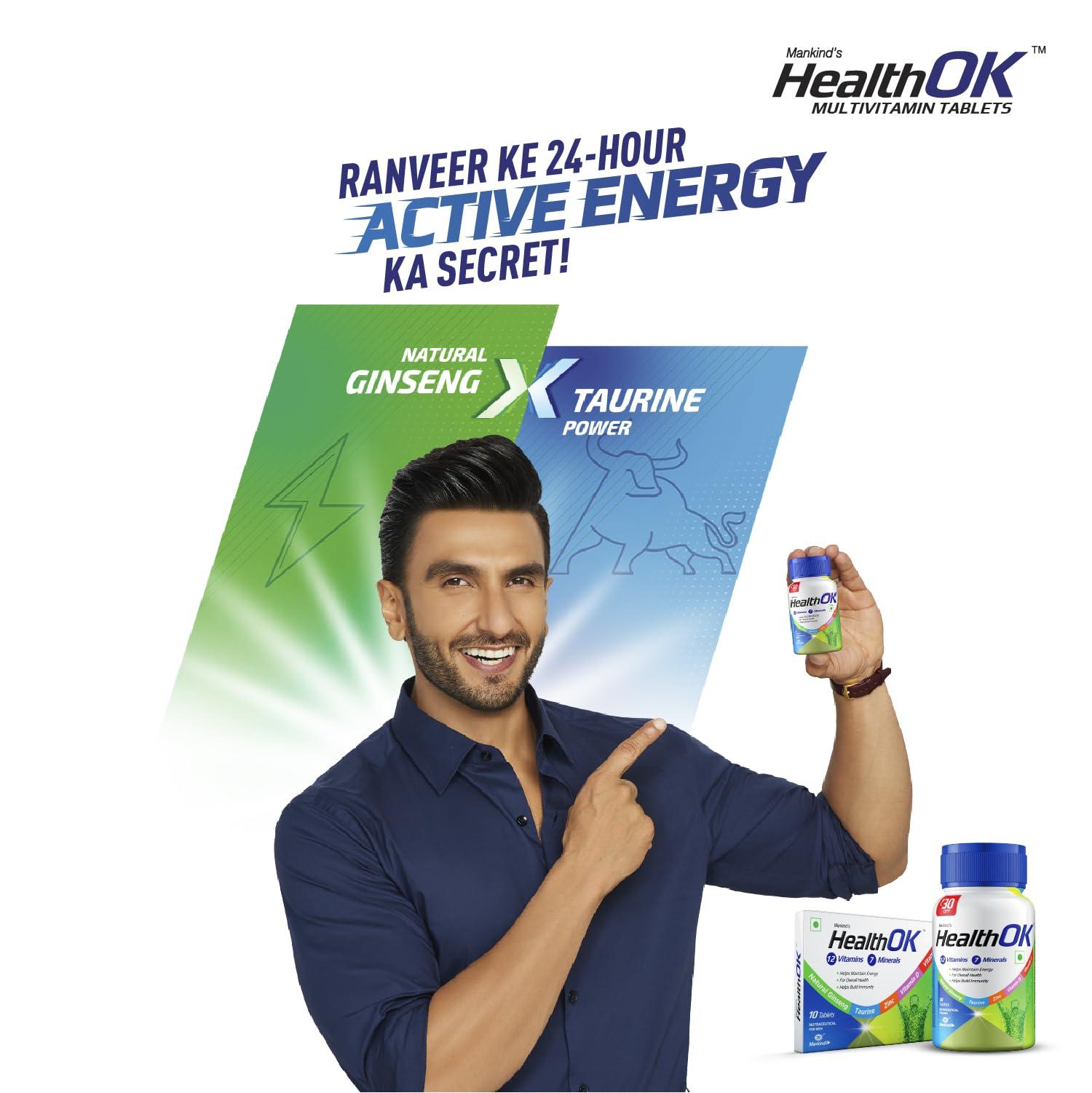 Health Ok Mankind Health OK Gummies, Multivitamin and Multimineral for Kids,Bottle of 30 Gummies and Health Ok With Multivitamin, Multimineral and Amino Acids, 30 Tablets