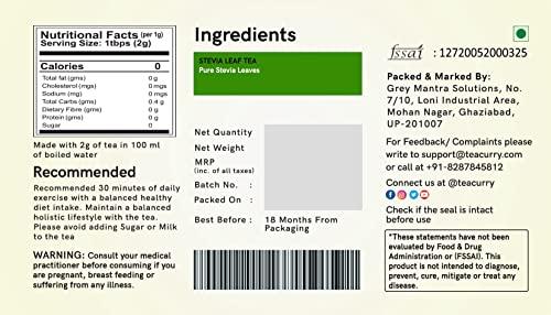 TEACURRY TEACURRY Stevia Tea (3 Month Pack, 90 Tea Bags) - Helps with blood sugar levels, cholesterol - 100% Natural Sweetener - Sugar free