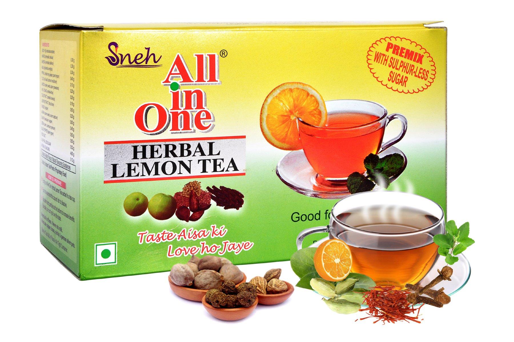 All In One All In One Herbal Lemon Tea Premix With Sulphur Less Sugar(25 Pouches), 200 Grams, Powder, Balm