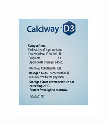 calciway D3 Calciway D3 sachet for Re-Establishes Vitamin-D3 (Cholecalciferol 60000 I.U) Levels Pack of 10 (Sugar Free)