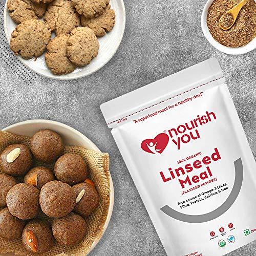 NOURISH YOU NOURISH YOU Cold Milled Organic Flax Seed Powder 200G | ALSI Powder| Rich in Omega 3 | Fibre- 200 GM (Pack of 1)