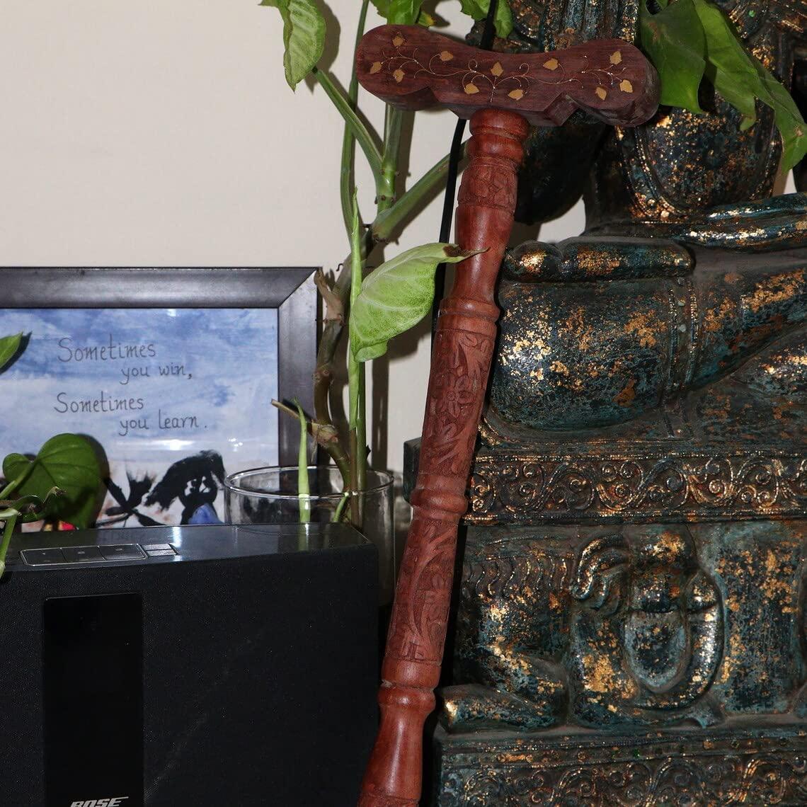 Wooden Cave Wooden Cave Wooden T-shaped Yoga Danda Meditation Stick for Improved Breath flow in Nostrils and for Yoga Practices