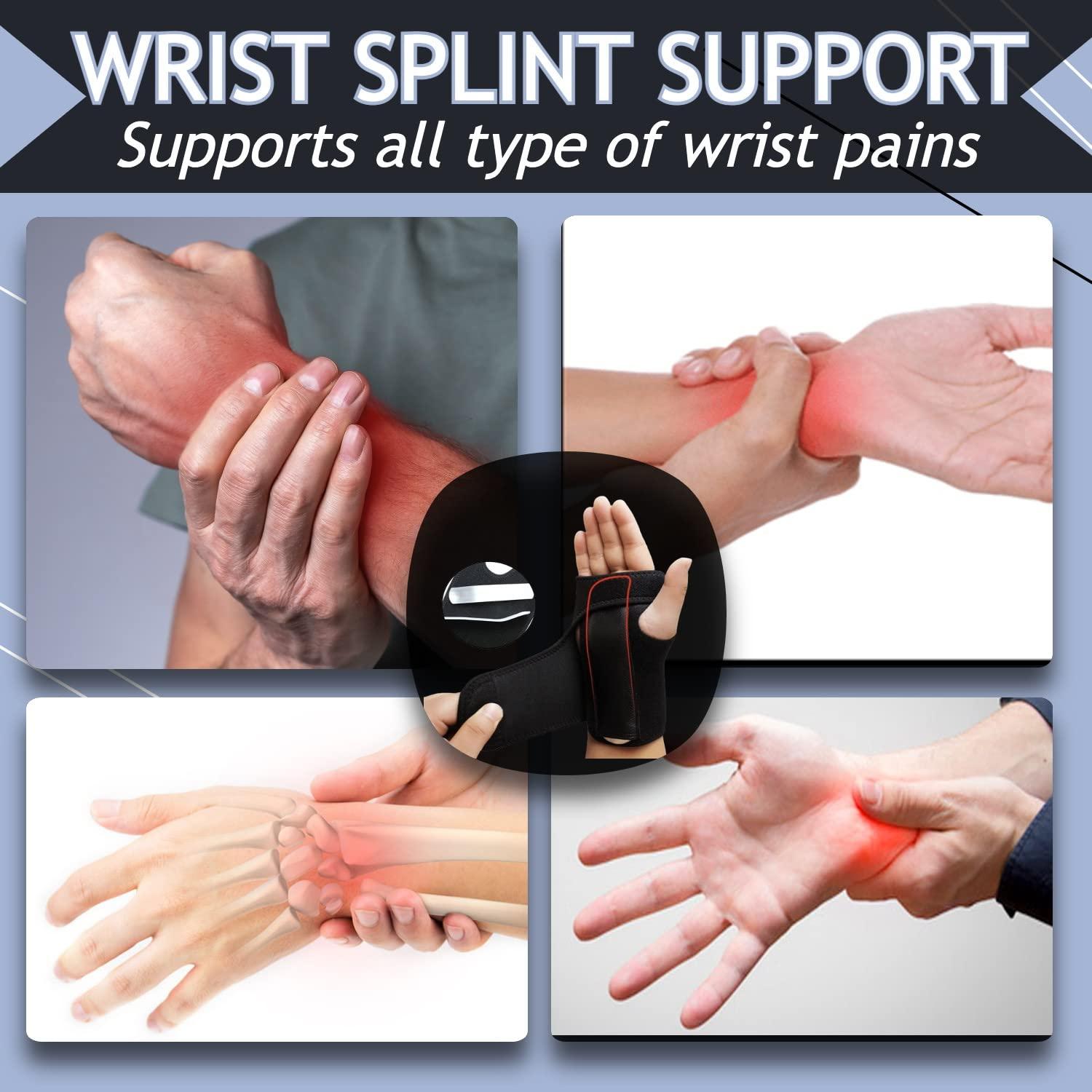 NUCARTURE NUCARTURE Adjustable Wrist Support for Pain Relief Carpal Tunnel Wrist Splint Support Brace for Left Hand for Men Women Wrist Brace Protector Fracture Supports Hand Belt (Left, Black)