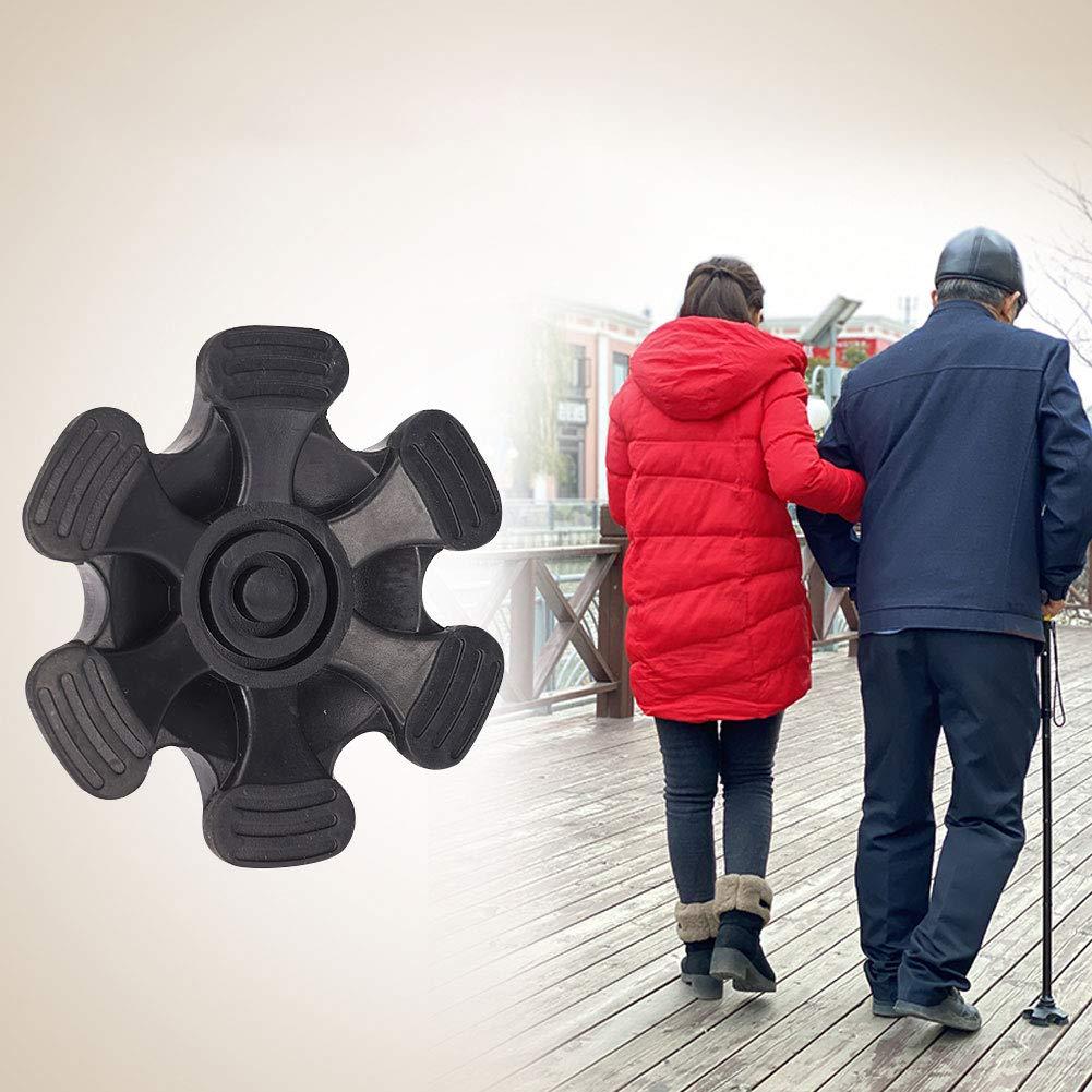 HNYG Secure Walking Cane Tip, Self-Standing 6 Support Feet, Non-Skid Walking Stick Rubber Foot, Wearable Crutch Tip