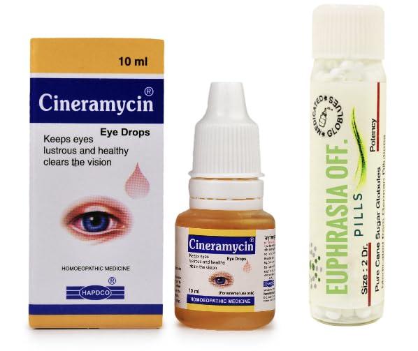 KRIG\'S Cineramycin Eye Drop Hapdco & Homeo Euphrasia Off PILLS - COMBO - EYE CARE