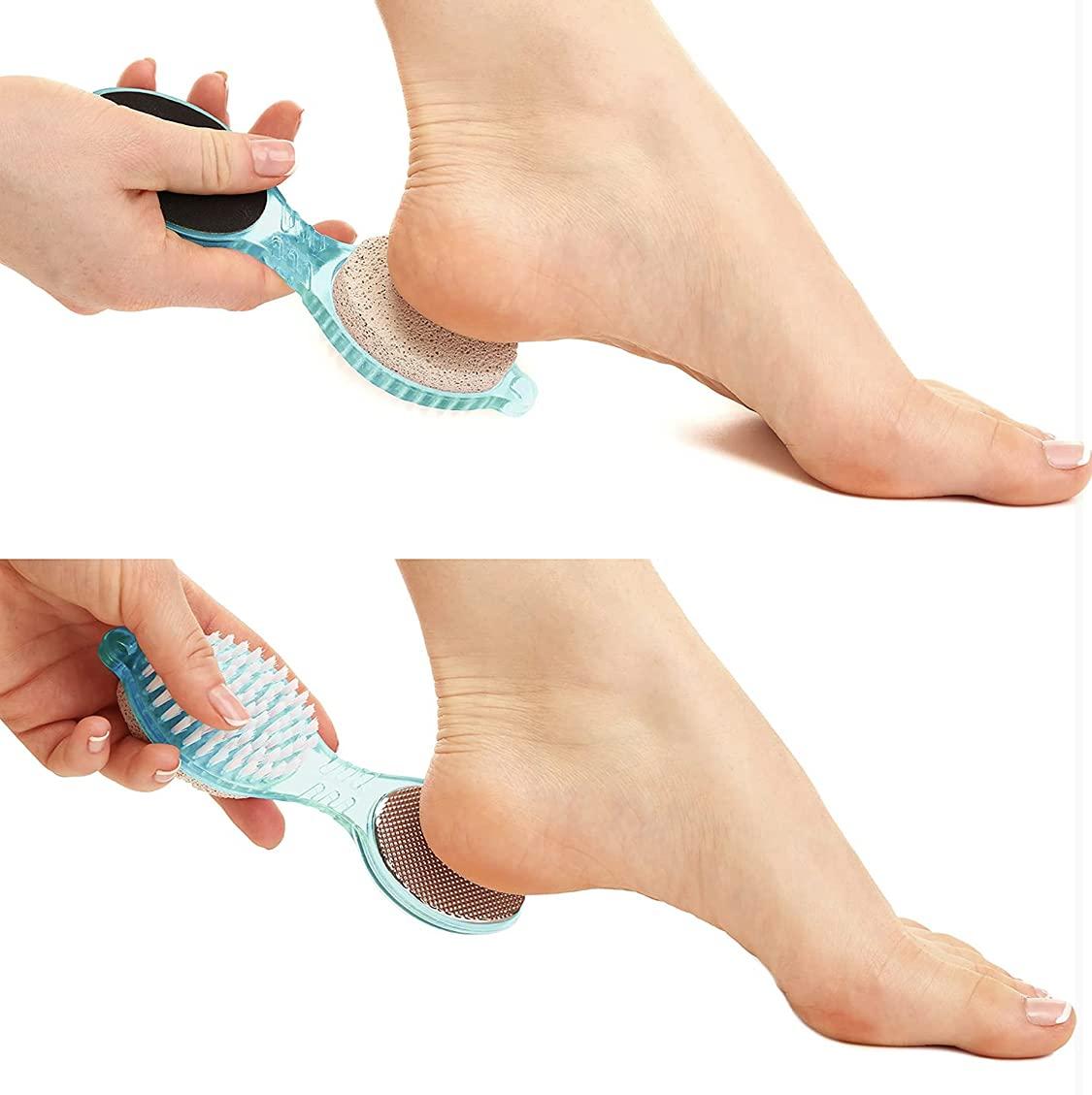 Qbic 2 Piece Dead Skin Remover 4 in 1 Foot Paddle Include Metal Foot Rasp Pumice Stone Foot Brush Easy to Use Foot Care Tools for DIY Pedicures Ideal for Men and Women 2PC