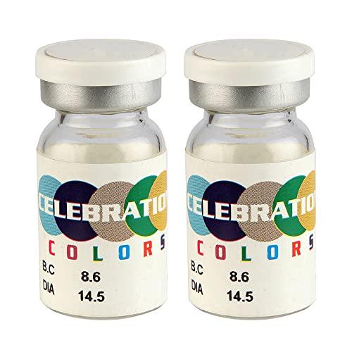 CELEBRATION COLORS Celebration Color Yearly Coloured Contact Lenses 1 Pair (Peppy Brown,-15.50)