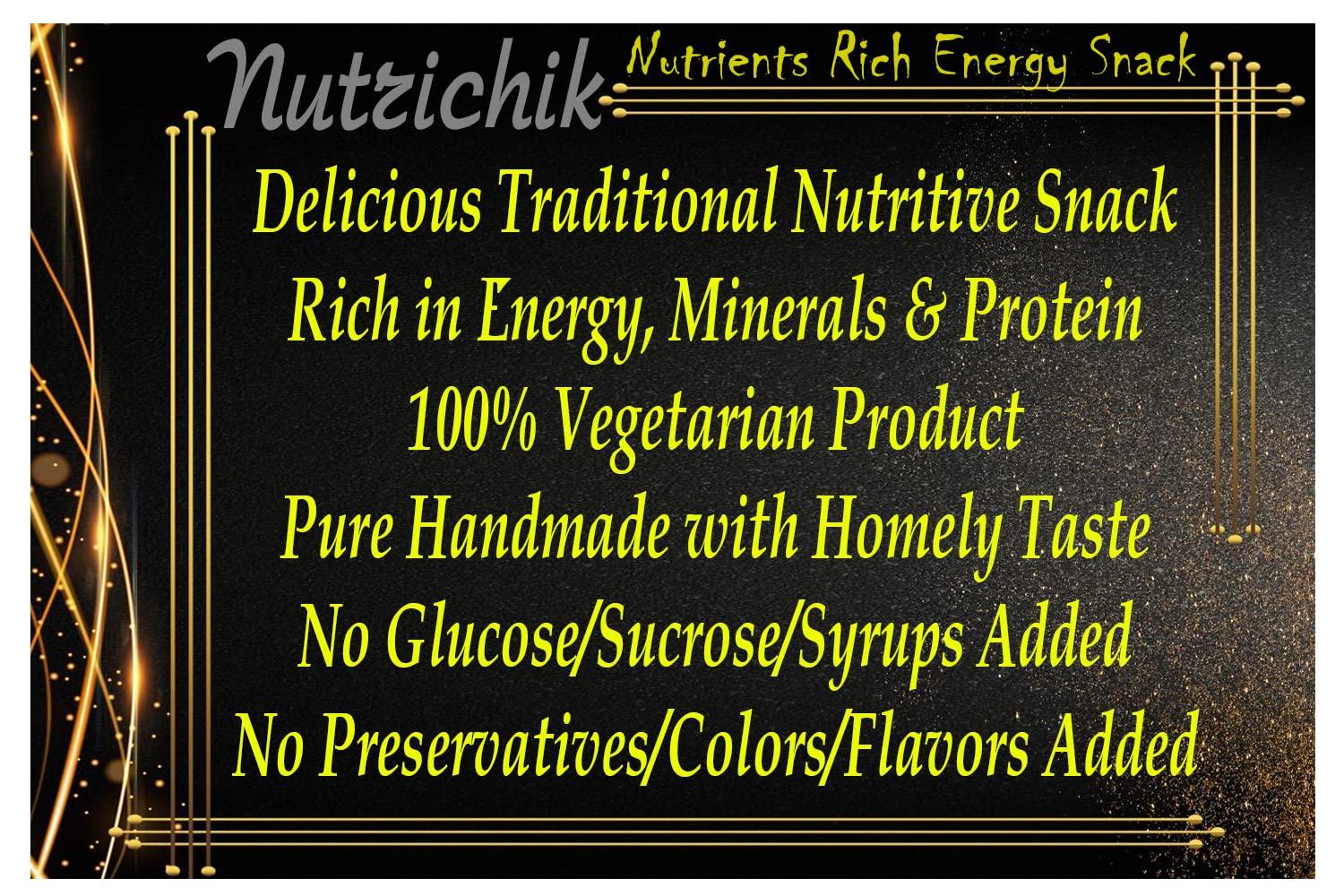 Nutrichik Nutri Nuts Mix Quad Chikki - Mixed Nut Chikki - Dry Fruit Chikki - Nuts Mix Quads - 200gm (4 Packs)
