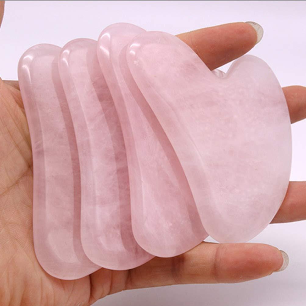 HEALLILY HEALLILY 2pcs Rose Quartz Tool Jade Stone Guasha Scraping Massage Tool Anti Aging Massage Tool SPA Body Skin