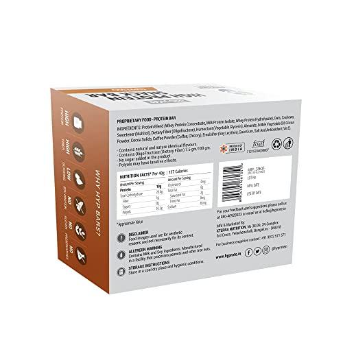 HYP HYP - High Protein Snack Bar, Chocolate Espresso (6x40g) | No Added Sugar | Protein Chocolate Bar Espresso Flavor | Gluten Free Protein Bars | High Protein Snack | Protein Bar Sugar Free
