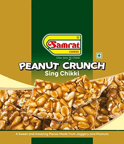 SAMRAT SAMRAT | PEANUT CRUNCH | SING CHIKKI | Chikki Bar | Peanut Brittle Candy |Crunchy | Indian snacks|JAR| (1 KG)