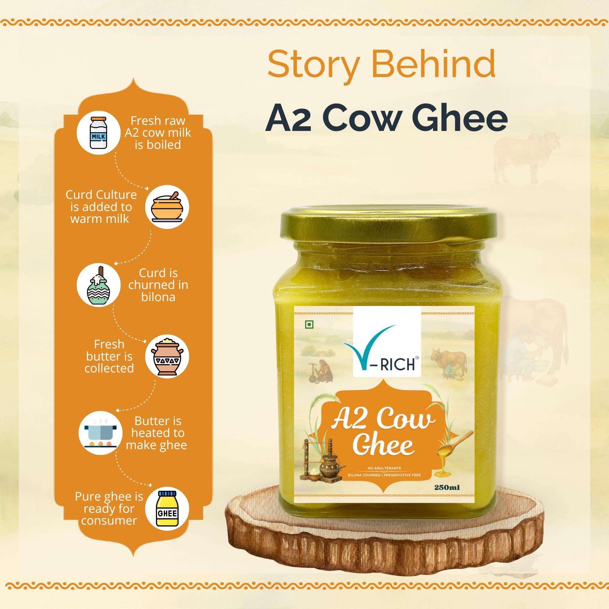 V-Rich A2 Desi Cow Ghee (250ml)