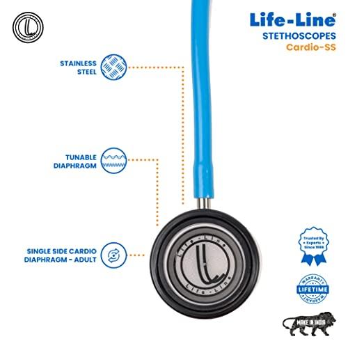 LIFE LINE LIFE LINE Cardio SS Stethoscope (Light Blue) | Single Side Diaphragm Stainless Steel Chest Piece for Adult | 2-way Tube | Suitable for Doctors