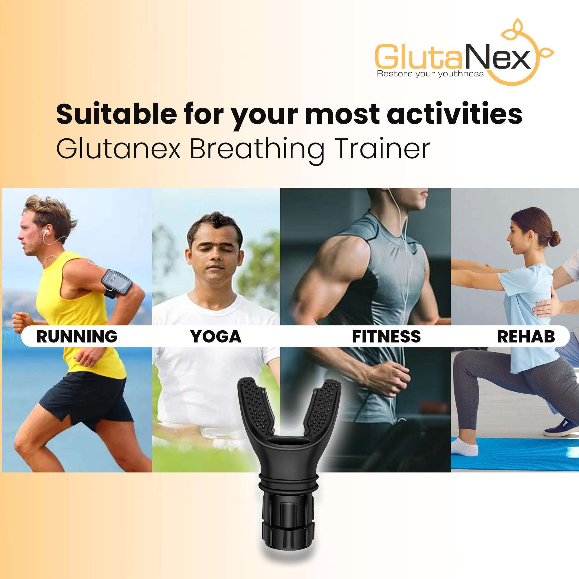 Glutanex Glutanex Breathing Trainer | Breathing Resistance Trainer for Oral and Muscular Exercise | Lung Capacity Exercise Device | Lung Exerciser Equipment for Respiratory Muscle Exercise | Men and Women | Black