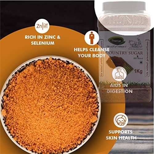 Thanjai Natural Thanjai Natural Country Sugar 180g / Sugarcane Jaggery Powder/Naatu Sakkarai - Organically Processed 100% Natural, No Chemical Added (Jar)