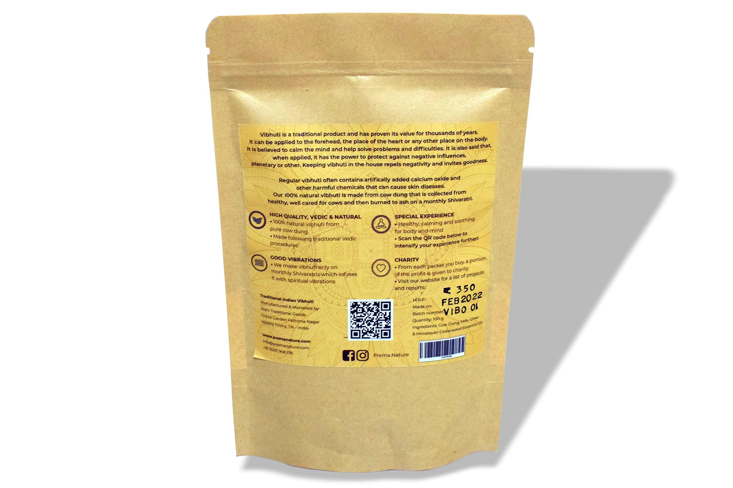 PremaNature Prema Nature UNSCENTED Organic Vibhuti 250g (100% Natural) Face Pack/Holy Ash/Viboothi/Bibhuti/Tambaku/Bhasma |Bhasma for Shiv Puja