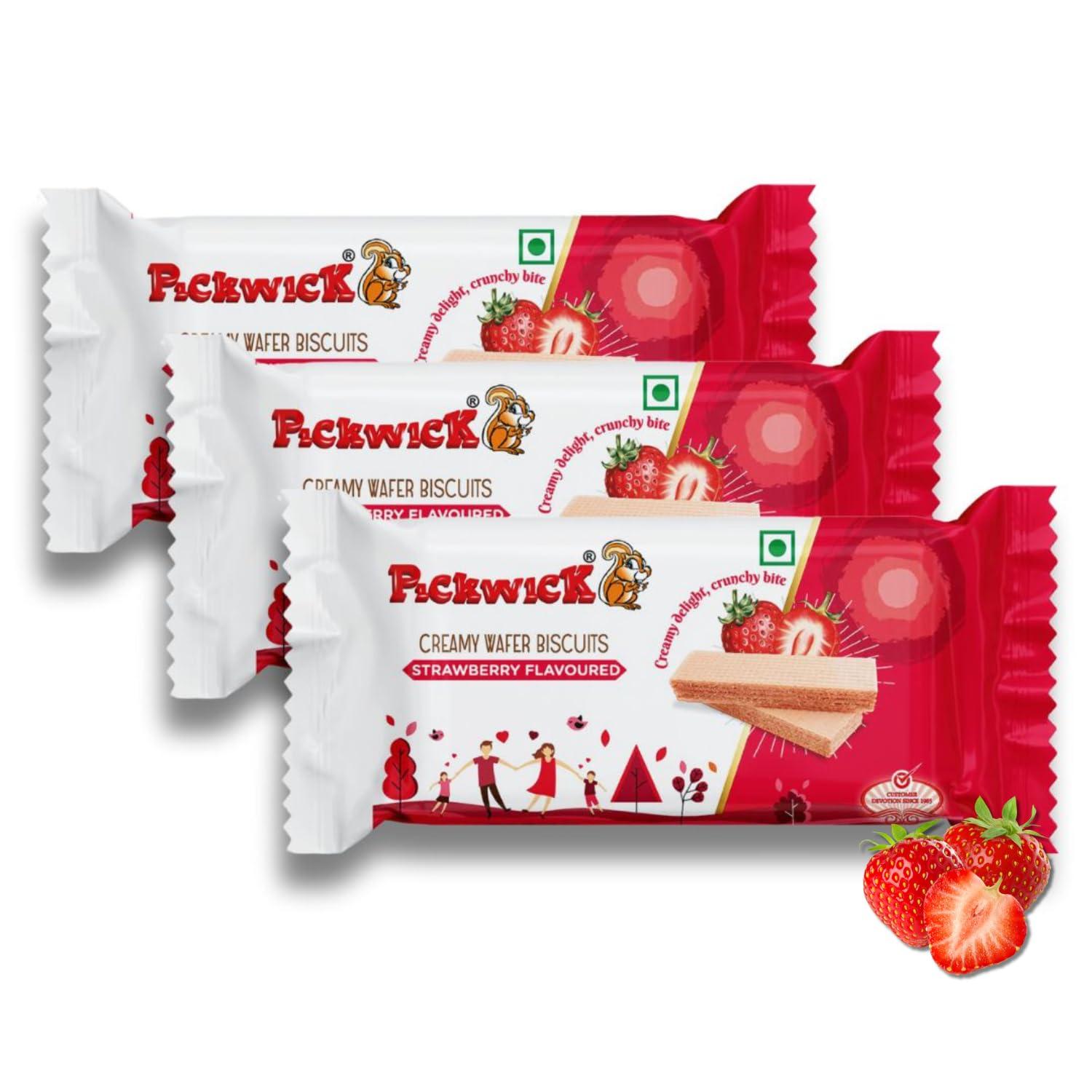 PICKWICK PICKWICK Strawberry Flavoured Wafer Biscuits - Combo Pack (75gm x 3)