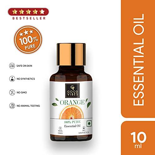 Good Vibes Good Vibes Orange 100% Pure Essential Oil, 10 ml | Skin Brightening, Anti-Acne, Hair Growth | For Skin & Hair | 100% Natural, No GMO, No Synthetics, No Animal Testing