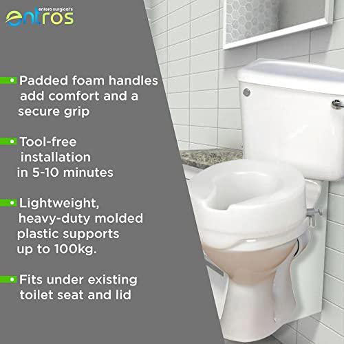 entros Entros 2-inches Without Lid Toilet Commode Seat Raiser Elevator Extension 7060C | Fits In Egg Shaped Commodes Only | Handicap, Knee Patients, Old Senior Citizen | Easy To Install