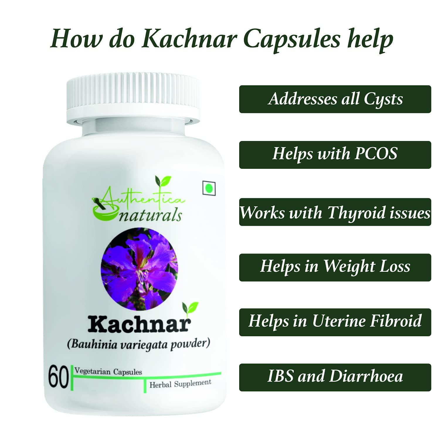 Authentica naturals Authentica naturals Kachnar Capsules | Bauhinia variegata | Reduces Thyroid Issues | Removes Mouth Ulcers & Bad Breath | Improves Liver Functioning | 850 mg (60 Vegetarian Capsules)