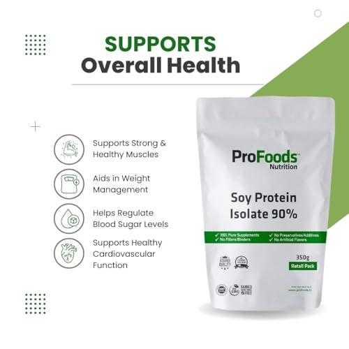 ProFoods Profoods Soy Protein Isolate 90% Powder (350 Grams) | Unflavoured | Vegan Protein Source | 90g of Protein Per 100g | Non-GMO
