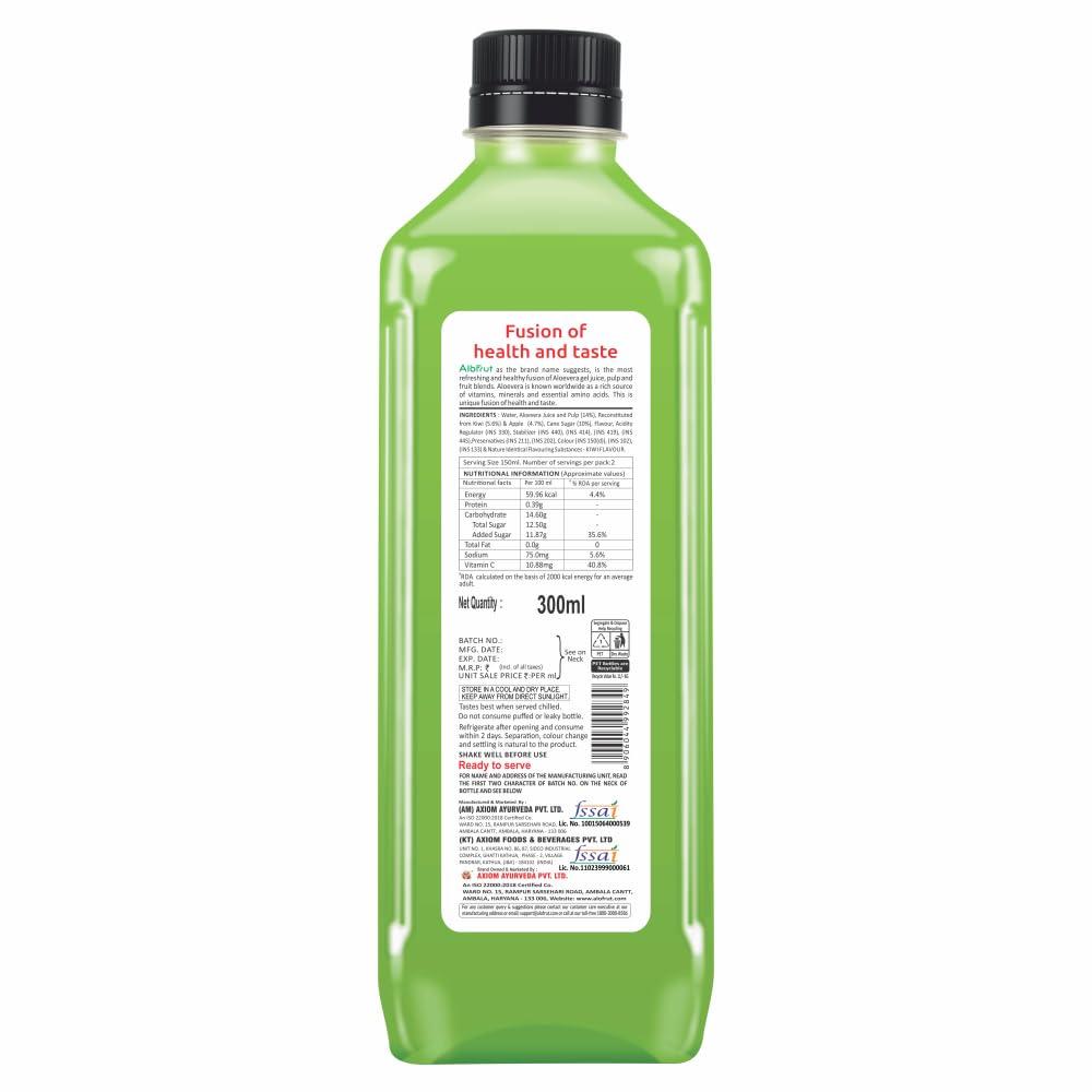 ALO FRUT ALO FRUT Axiom AloFrut Kiwi Aloe Vera Chunks & Juice, 300 ml (Pack of 24) | Fruit Juice Mai Aloevera Chunks | Healthy Hai Isme Aloevera Hai | Ready To Serve Drink(KIwi Aloe Vera, Pack of 24)