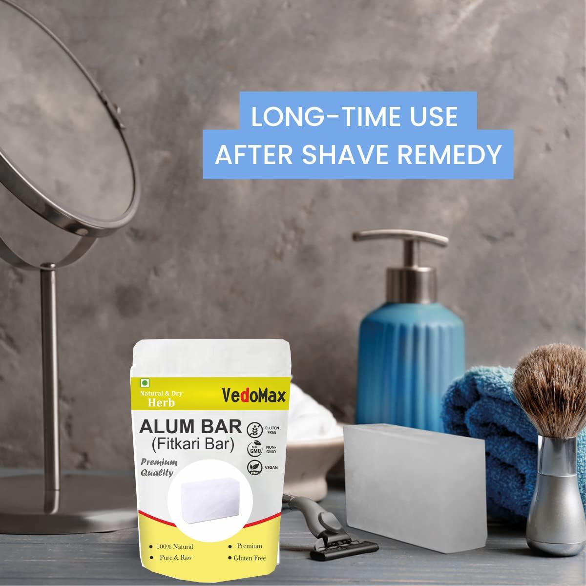 VedoMax VedoMax Phitkari Shaving Alum Block Stone Whole Phitkari Piece, Patika Alum Whole Piece White Phitkari | Fitkari Block | Fitkari Bar For Skin Tightening And Glowing Skin, 100g*1 (Pack of 1)