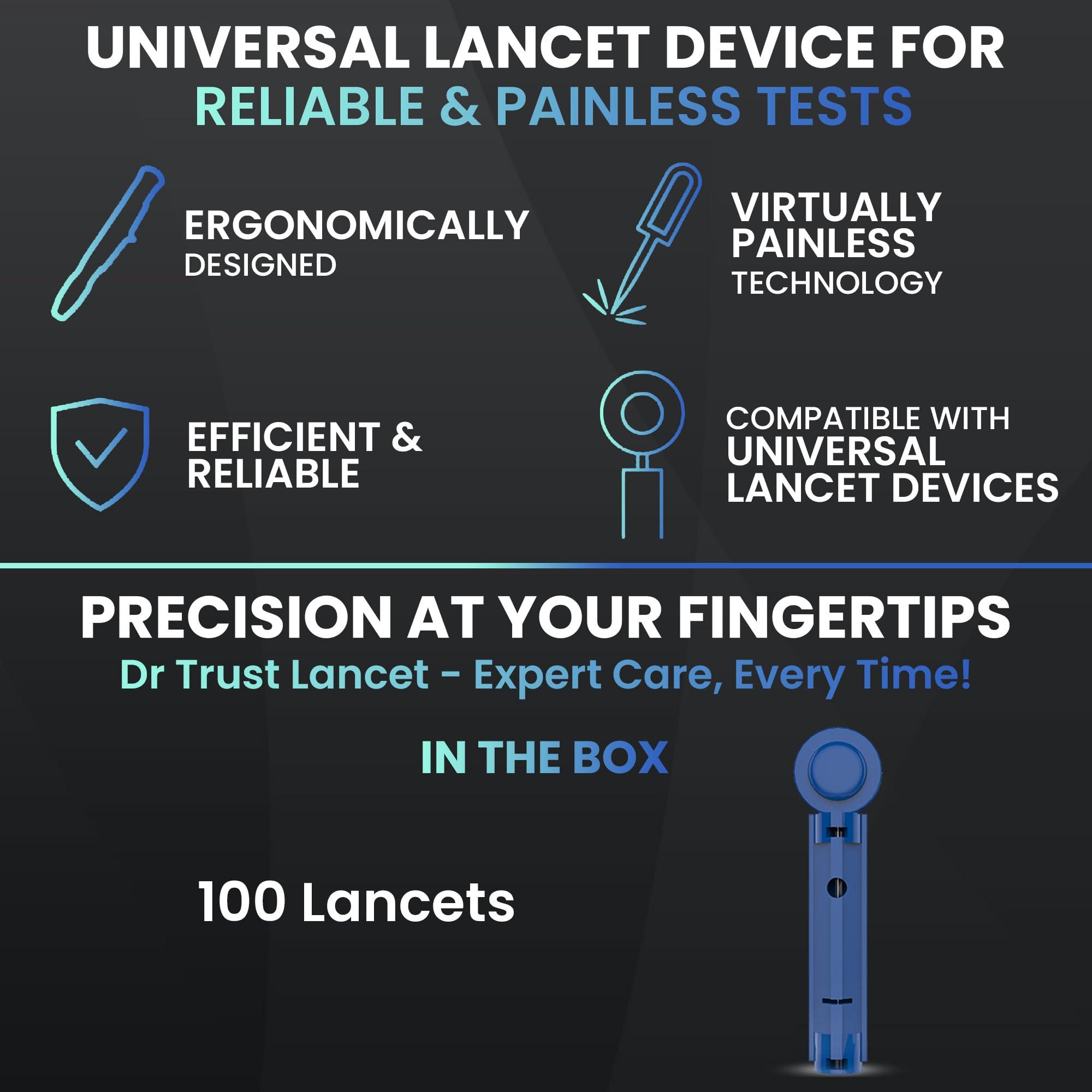 Dr Trust Dr Trust USA Glucometer Lancing Device Lancets, Glucose Meters Test Pen Needles For Blood Sugar Testing (Pack of 1000) - 9010