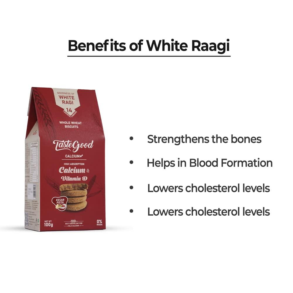 AZISTA INDUSTRIES PRIVATE LIMITED Taste Good Calcium & Vitamin D Biscuits For Strong Bones With Goodness of White Ragi & Whole Wheat Flour| Milk Based High Fiber Cookies (Pack of 8)