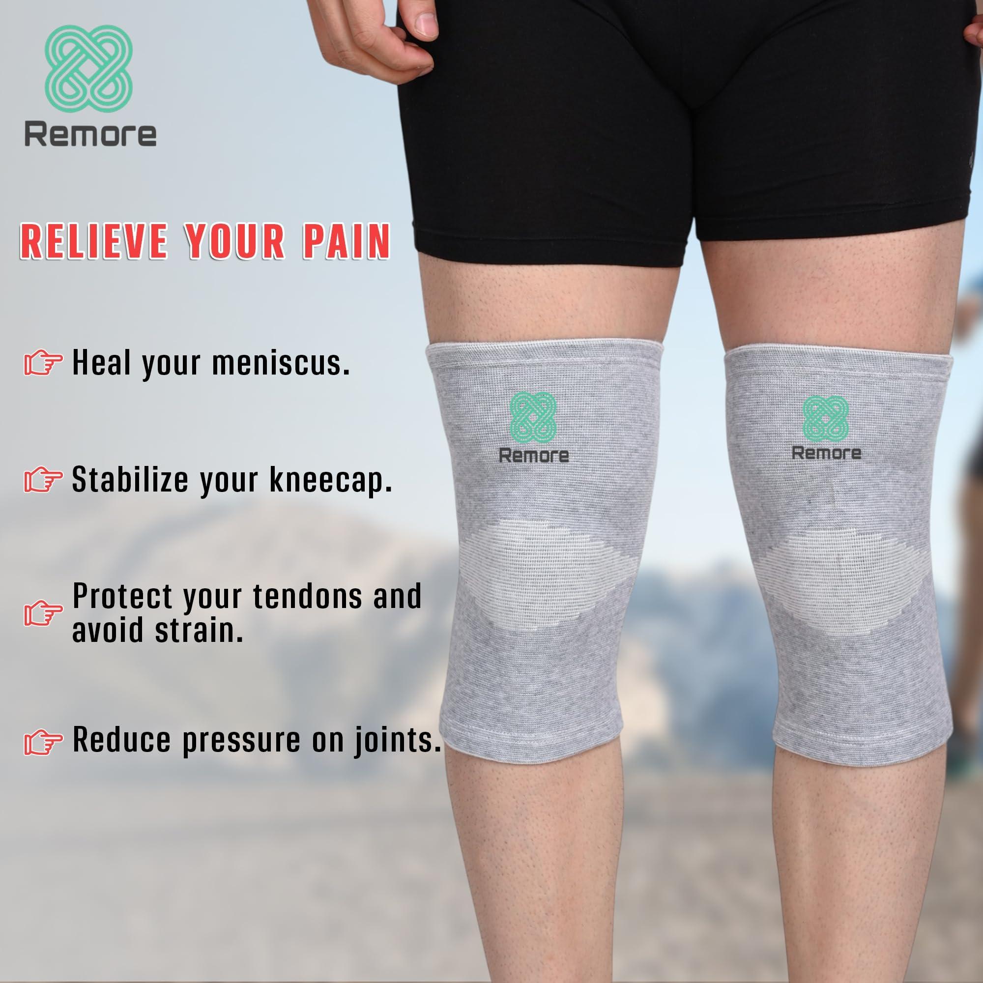 Remore Remore Bamboo Yarn Knee Brace for Men and Women - Knee Pain, Gym, Running, Basketball, Meniscus Tear, Sports, Joint Pain Relief, Injury Recovery (M)