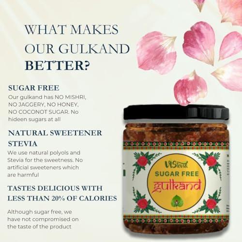 VISTEVIA Vistevia Sugar Free Gulkand (Rose Jam), Diabetic and Keto Friendly - Sweetened Naturally with Stevia - Tastes Delicious - Pack of 1 (230GM)
