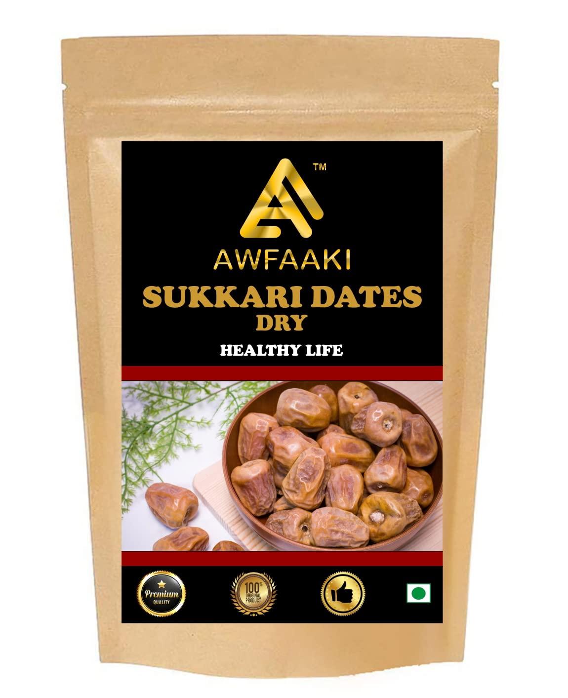 AWFAAKI Awfaaki Sukkari Dates Dry | Sukkary Dates Dry | Sukary Dates | Sukari Dates | Saudi Arabia (250 g)