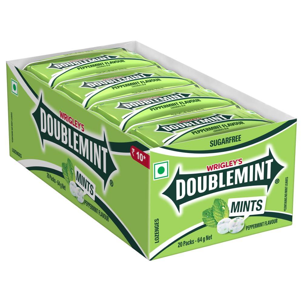 Doublemint Doublemint Sugarfree Mints Sleeve Box Peppermint Flavour Chewing Gum Mint Gums for Instant Freshness easy to carry 20 Sleeves per Box 64 gm