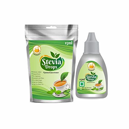 Vaghbhatt Vaghbhatt Stevia Drops Best Sugar Substitute 100% Pure Natural & Zero Calorie Sweetener Sugar Free - 15 ml Sweet Stevia Liquid Drops Extract Diabetic & Keto Friendly(pack of 8)