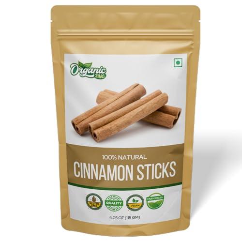 ORGANIC ZING Organic Zing Cinnamon bark - Ceylon Cinnamon Sticks for Baking, Cooking & Smoothies | Vegan | Preservative Free | Product of India - 115g resealable pack