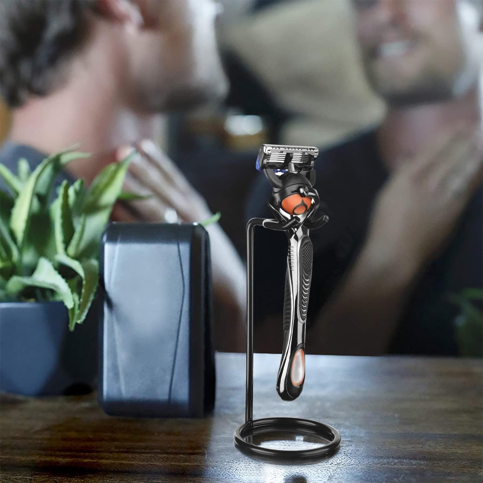 Linkidea Linkidea Safety Razor Stand, Stainless Steel Shaving Brush Holder, Deluxe Men\'s Shaving Holder Base, Compatible with Gillette Fusion 5 Proshield & Proglide, Mach 3 Classic (Black)