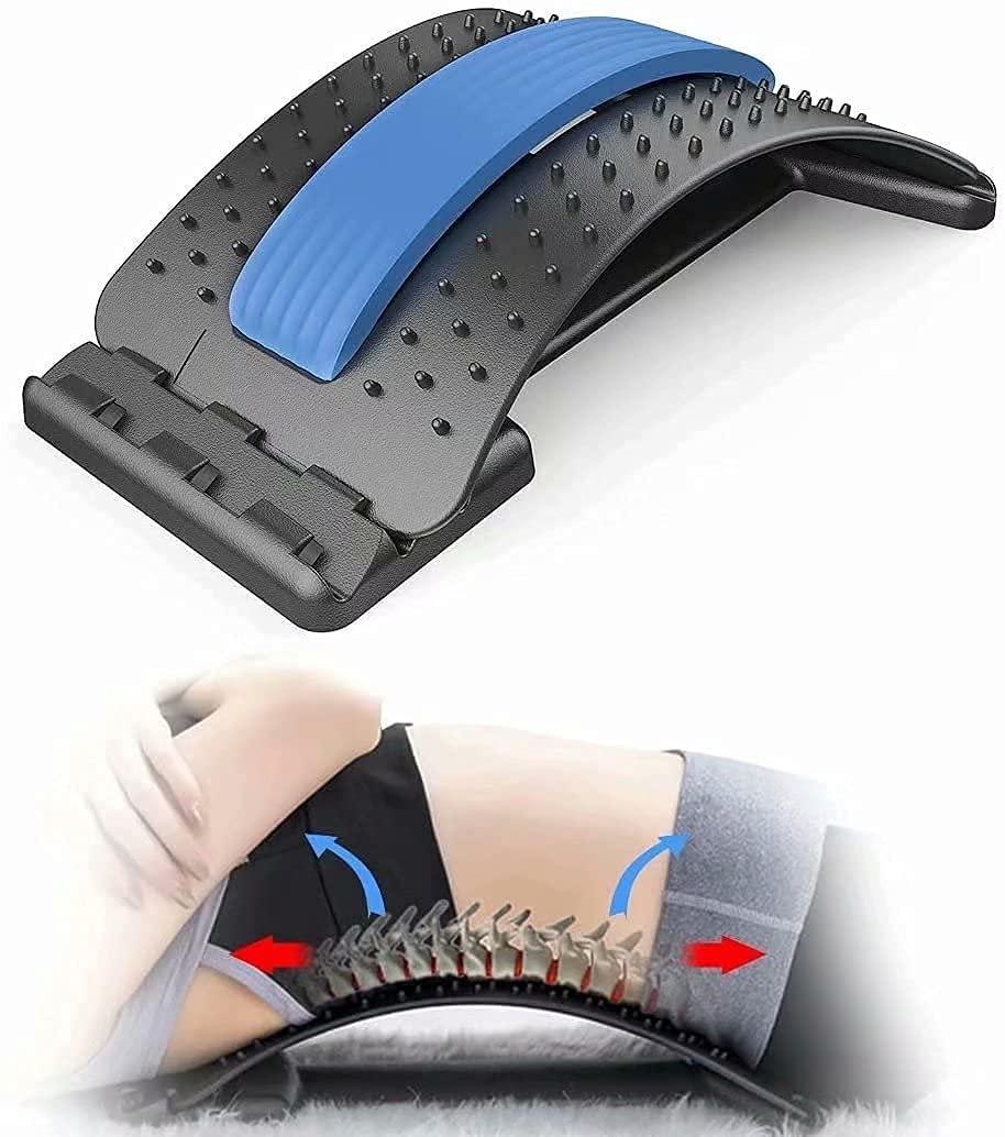 Shopiable Store Shopiable Store Back Arch Stretcher-Lower Back Stretching Device-3 Level Back Massager Lumbar Support Stretcher for Spinal Pain Back Muscle Pain Relief (Black)