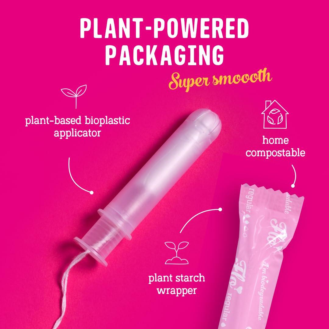FLO FLO - Organic Applicator Tampons with Width-Wise Expansion, Natural Comfort Cotton, Plant-Based, Biodegradable & Plastic Free, Superior Leak-Busting Protection, Regular & Super Combo Pack, 14 Count