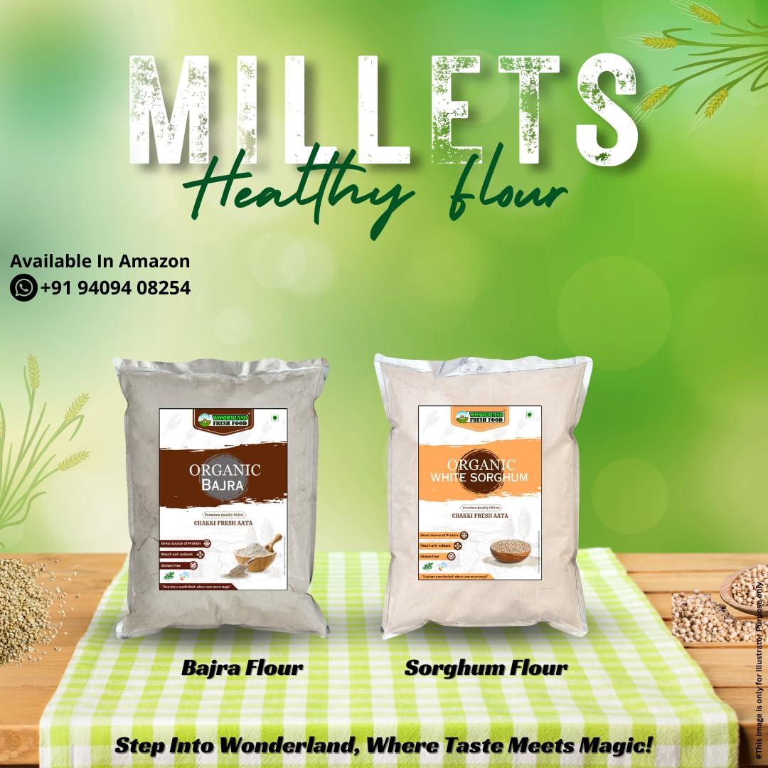 WONDERLAND FRESH FOOD Natural Fresh Jowar Atta | Jowar Flour | Sorghum Atta | Sorghum Millet Flour | Stone Ground Chakki Fresh Atta By Wonderland Fresh Food (2 Kg)