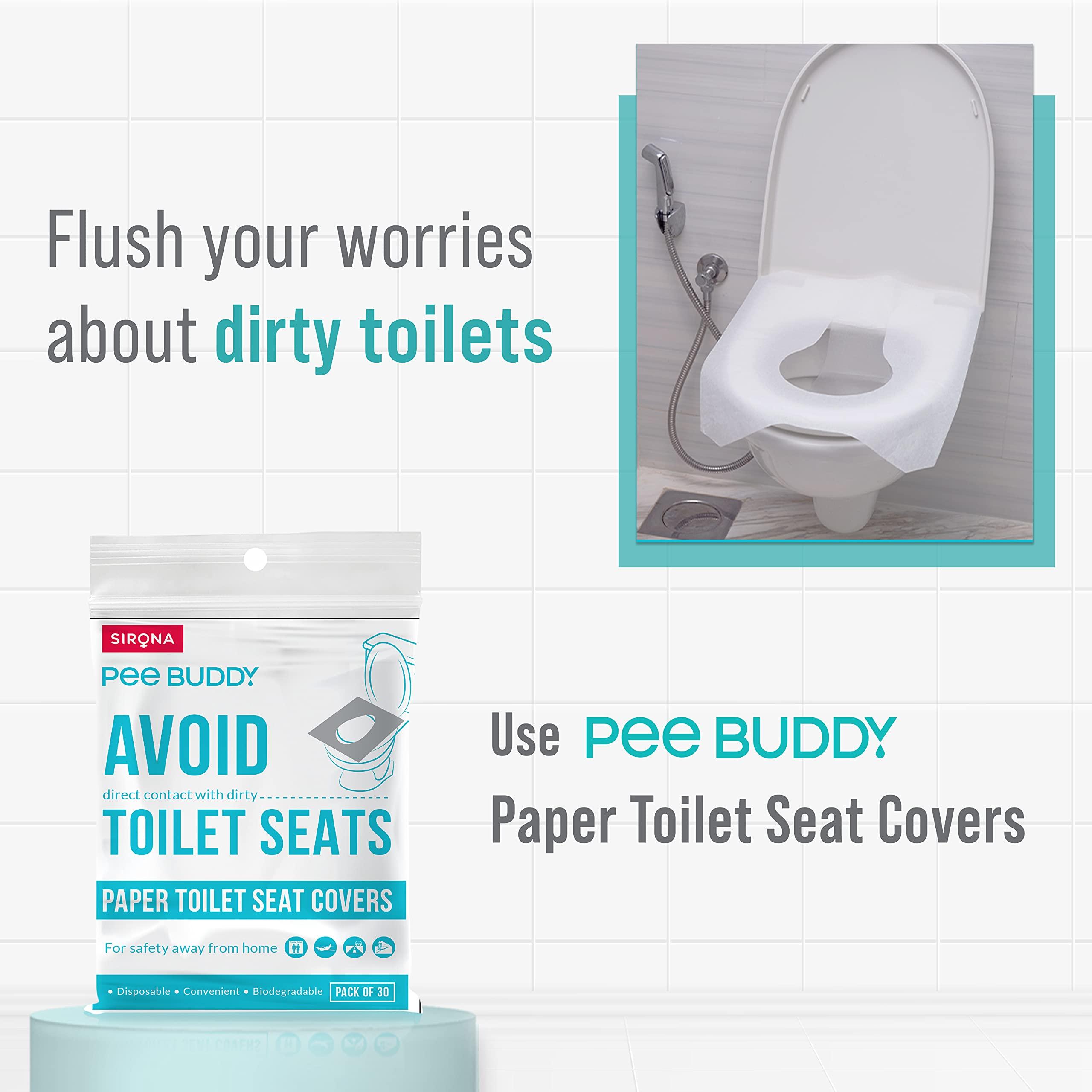 PEE BUDDY PEE BUDDY Disposable Toilet Seat Covers - 30 Sheets | No Direct Contact with Unhygienic Seats| Easy To Dispose| Nature Friendly| Must Have For Women and Men