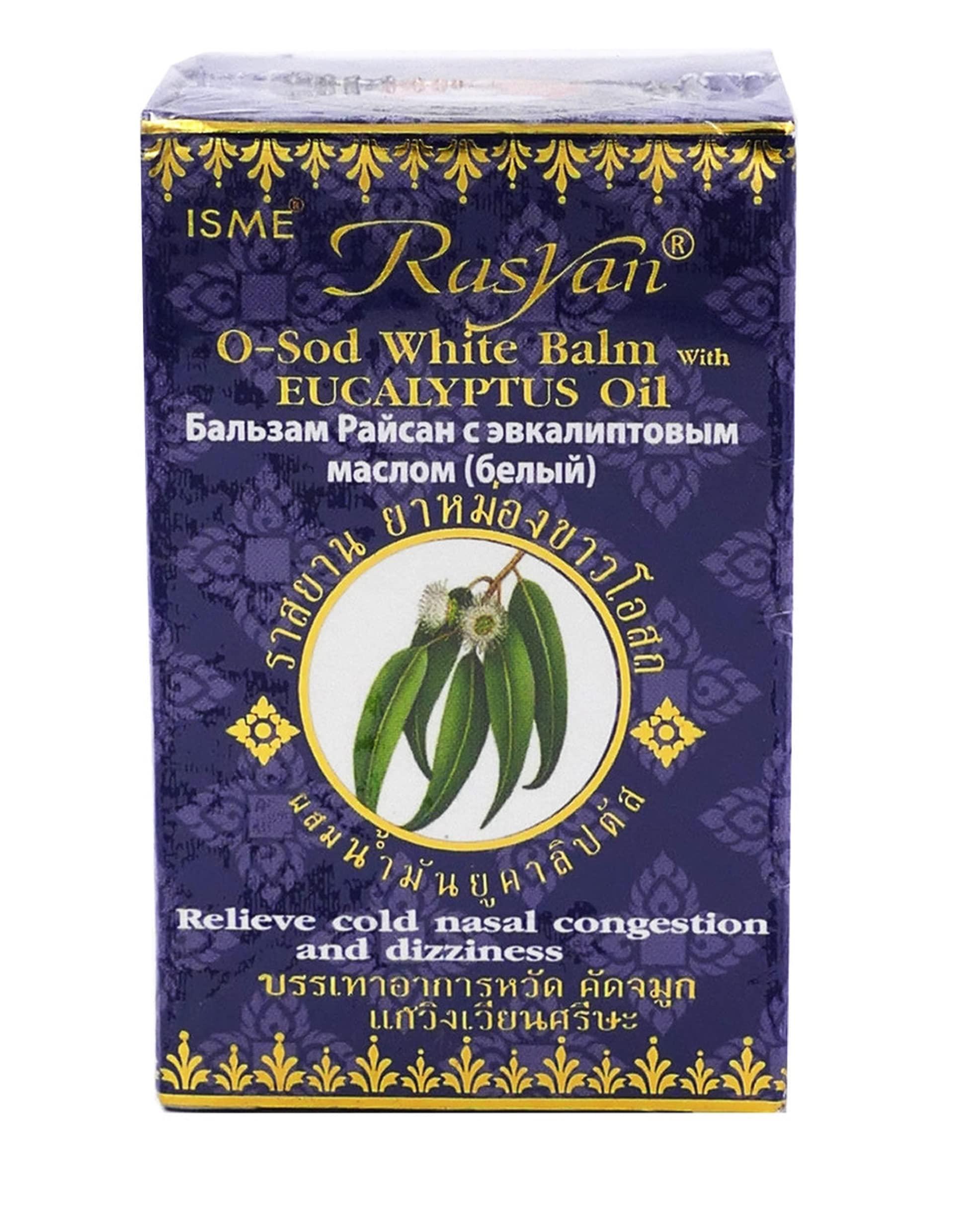 HAPO HANI PO ISME RASYAN THAI BALM COLLECTION THAILAND PRODUCT(Thai O-Sod White Balm with Eucalyptus 50G)Pain relief balm | Oil for elder women | Men Pain relief balm for adult | Pain relief oil for women | Mens | Pain relief balm for girls | boys - Impor