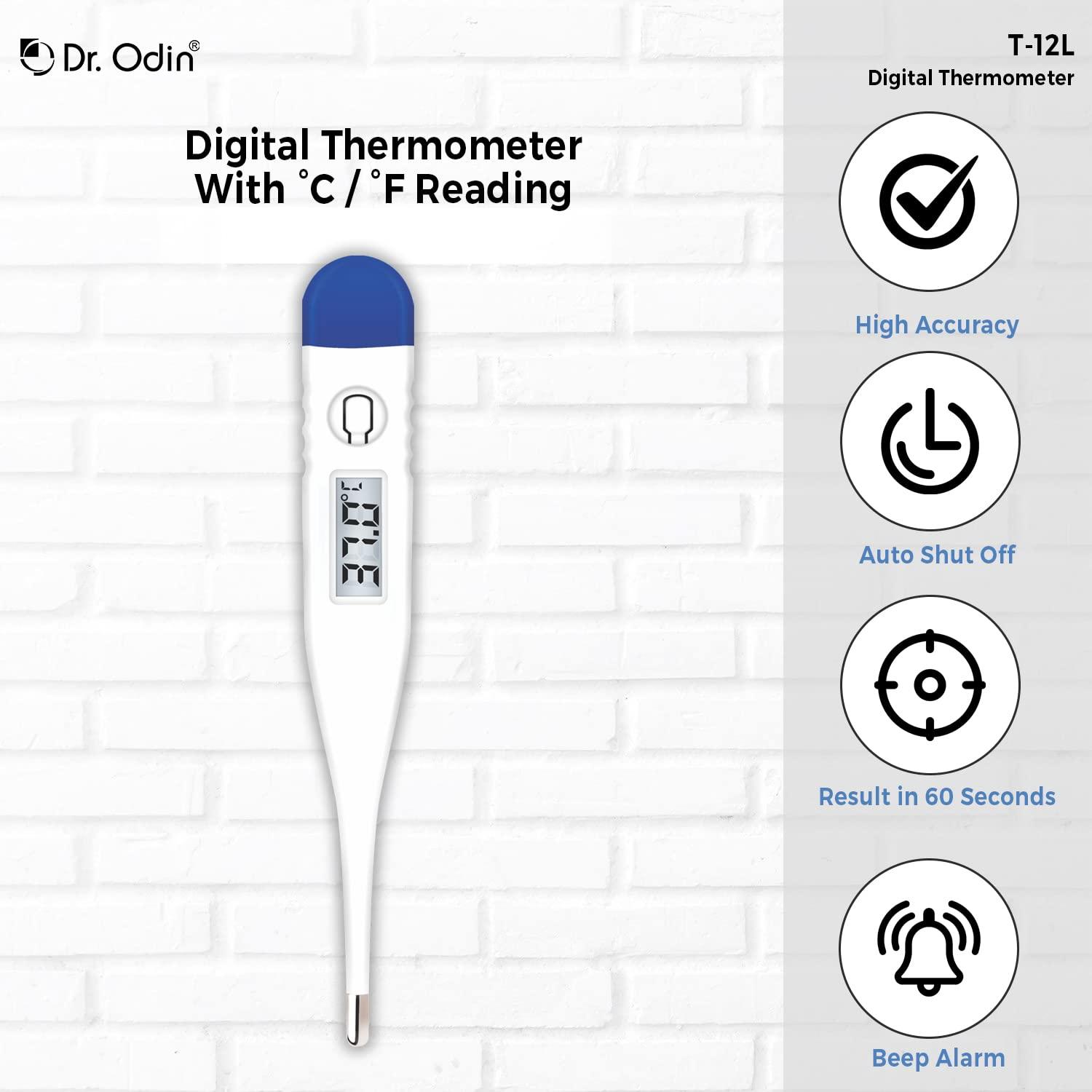Dr. Odin Dr. Odin T-12L Digital Medical Thermometer Quick 60 Second Reading for Oral, Rectal Detecting Fever Baby, Children Adult and Pet