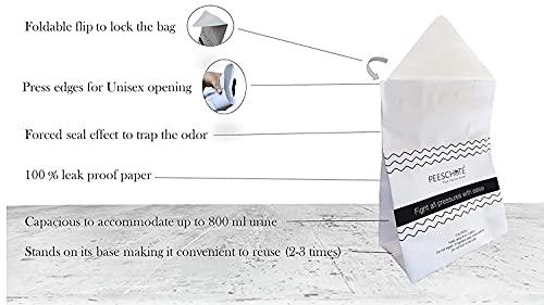 Peeschute Peeschute (Medi) Unisex Pocket Sized Disposable Reusable Urine Bags Solidifies Urine Instantly For Bedridden People Set of 3Pcs (Pack of 9 Bags)