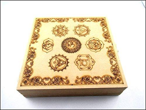 Jet International Crystal Energy Stones Jet Chakra Box With Round Reiki Engraved Gemstone A++ Sets Healing Crystal Therapy w/Pouch Palm Worry Thumb Stone Gift Easter Christmas Xmas Love Internal Strength