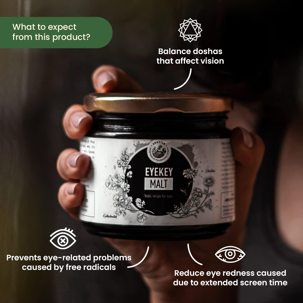 AMRUTAM Amrutam Eyekey Malt | Vedic Herbal Remedy for Eye Health | Improves Vision, Reduces Redness, and Balances Doshas | Contains Triphala, Gajar, Bel, Brahmi & Jatamansi