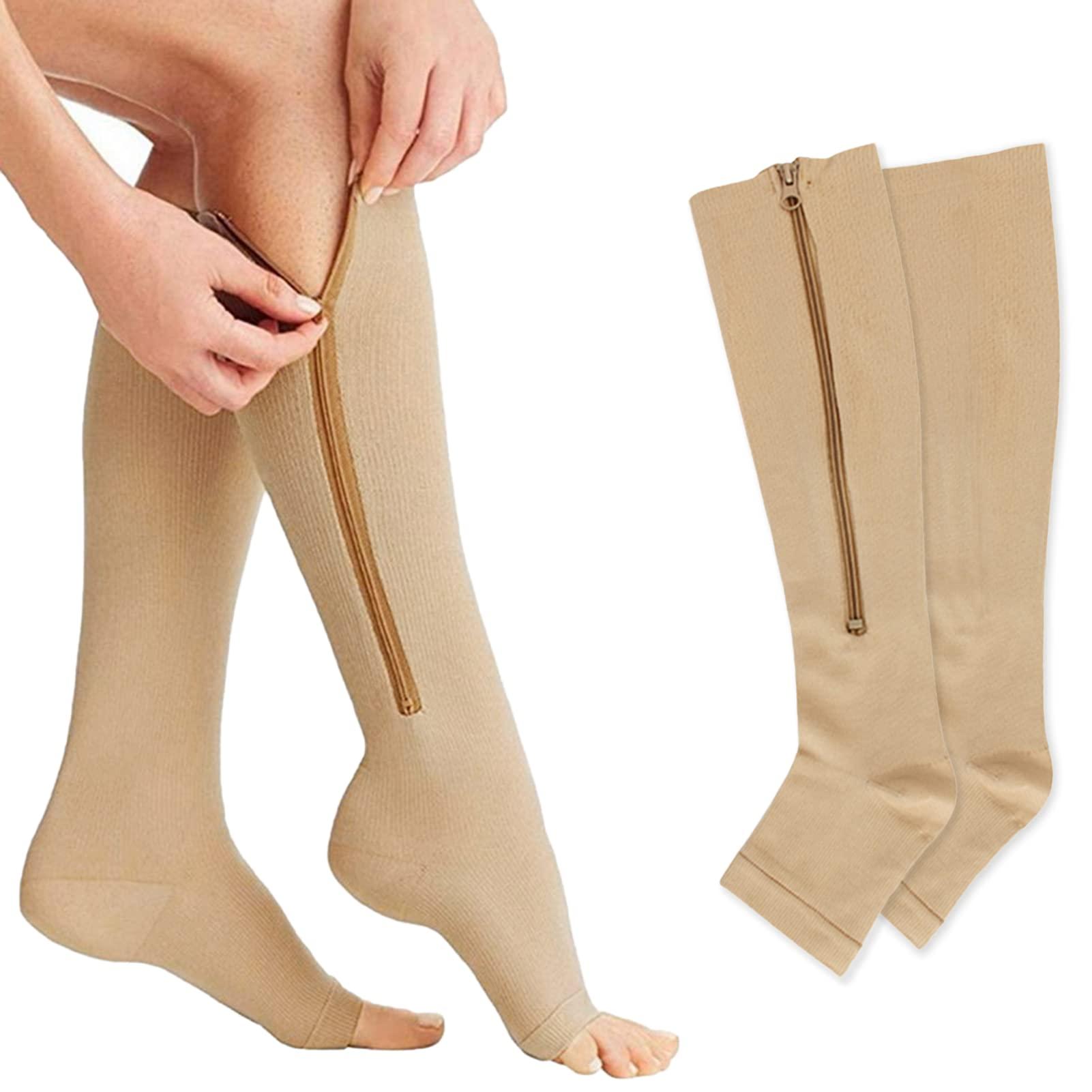 Qunan Qunan Pair of Sos Zip r Leg Calf Sleeves for Running Hiking Ro Climbing Driving Standing Flying Swelling Pain Relief