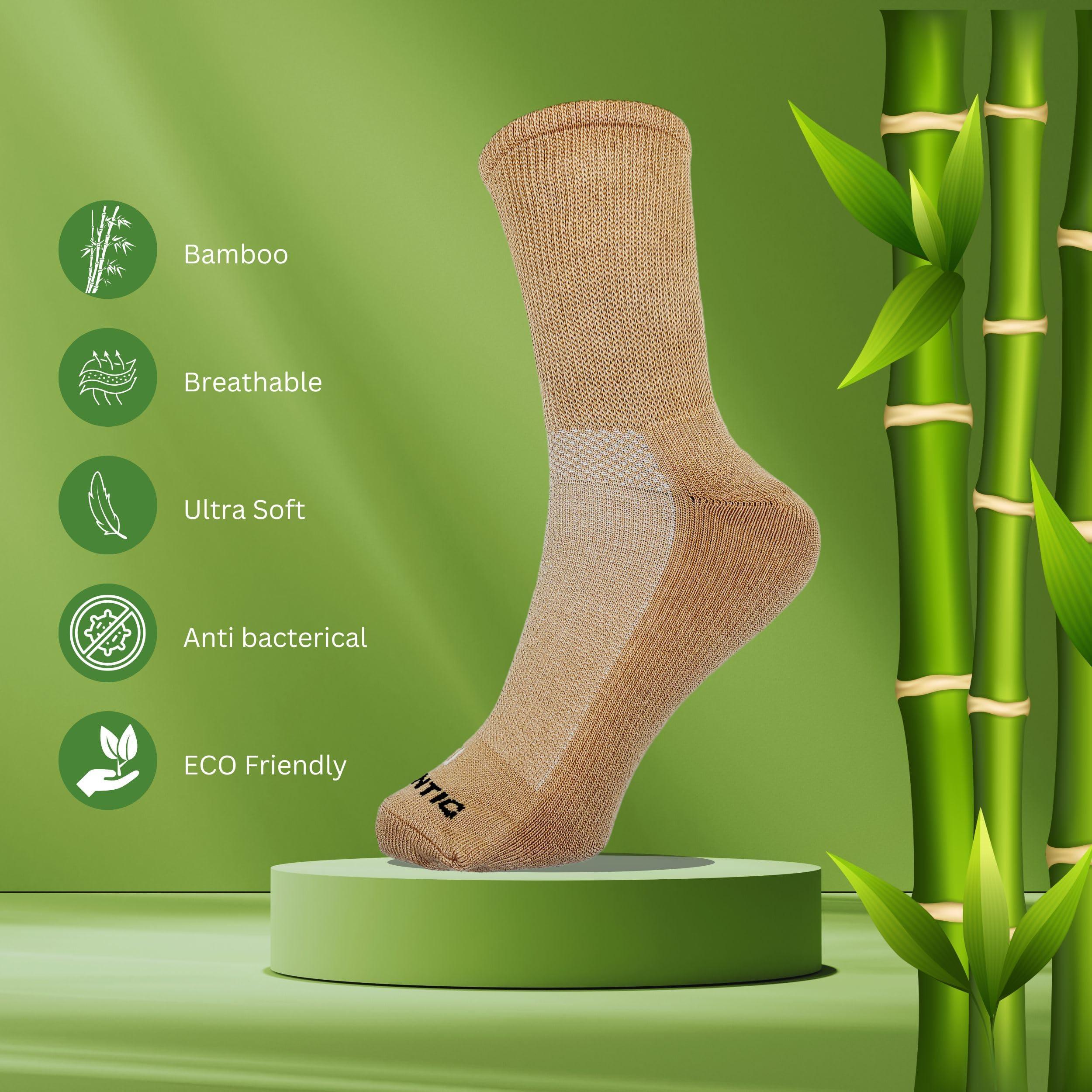 AXONTIC AXONTIC Bamboo Diabetic Socks for UV Protection | Eco-Friendly | Non-irritative Toe Seam | Naturally Antimicrobial | Hypoallergenic | Cushioned | Ventilation Mesh |Single Per Pack (Almond Frost)