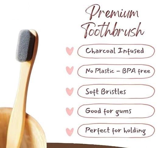 HMD INDIA HMD INDIA (Pack of 4) Wave Nano Bristle Round Handle Organic Bamboo Toothbrush With 20,000 Ultrafine Bristles | Eco-Friendly, Biodegradable | Doctor\'s Favourite BPA Free for Unisex